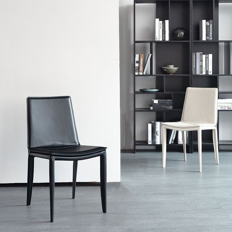 Contemporary Style Leather Dining Chairs Armless Solid Back Side Chairs (Set of 2) Clearhalo ' kitchen&dining_furn' 'Dining Chairs' 'Dining Tables & Seating' 'dining_chair' 'furn' 'furn_dining_chair' 'Furniture' 'furniture_dining_chair' 'Kitchen & Dining Furniture' 'kitchen' 1200x1200_940994b6-bef7-42c0-ab20-e29d1a8927f4