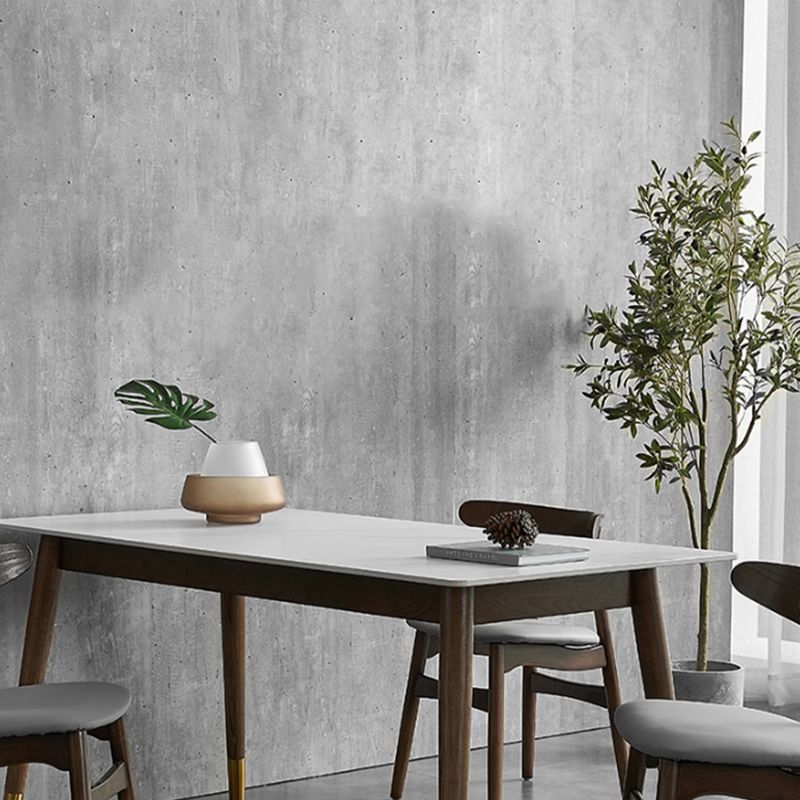 Table de salle à manger moderne du milieu du siècle avec plateau en pierre blanche avec 4 pieds