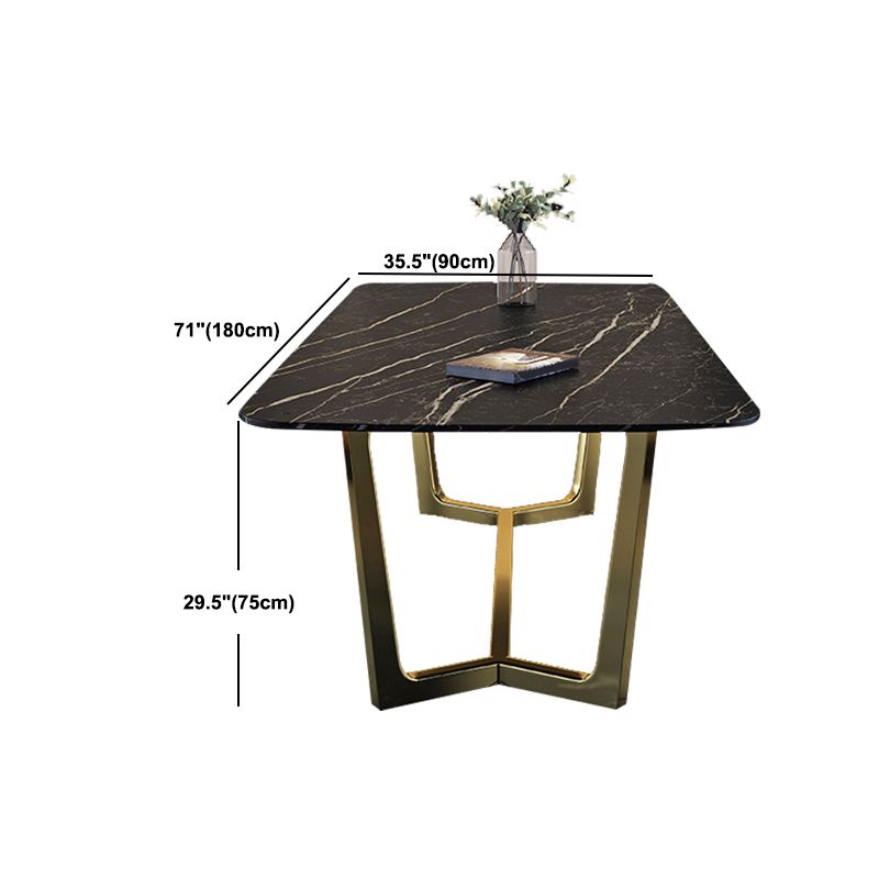 Juego de mesa de comedor interior Glam, juego de comedor con caballete rectangular de 1/4/5/7 piezas en negro