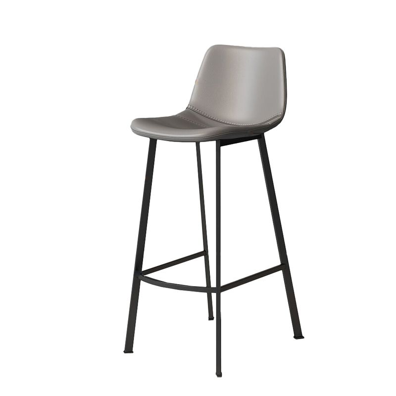 Modern Armless Footrest Bar Stools PU Leather Low Back Barstool