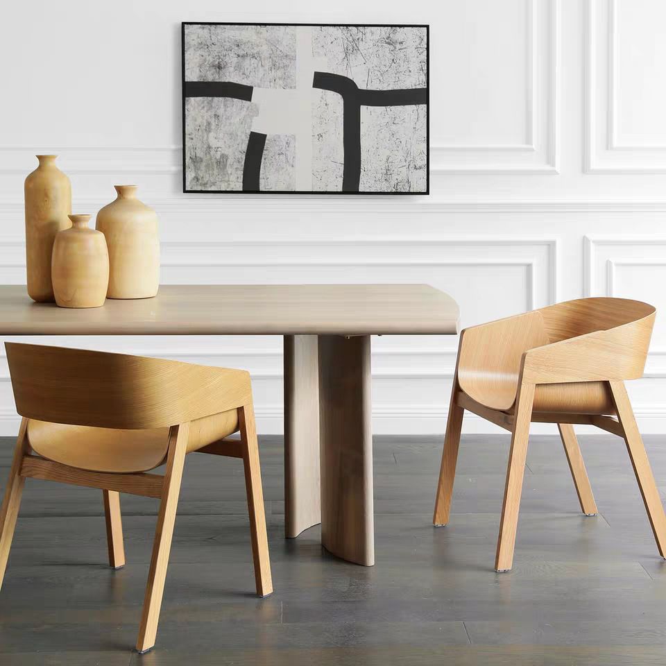 Traditional Wood Dining Arm Chairs Open Back Dining Side Chair for Restaurant Use