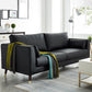 Contemporary Faux Leather Square Arm Sofa Cushions Standard Sofa