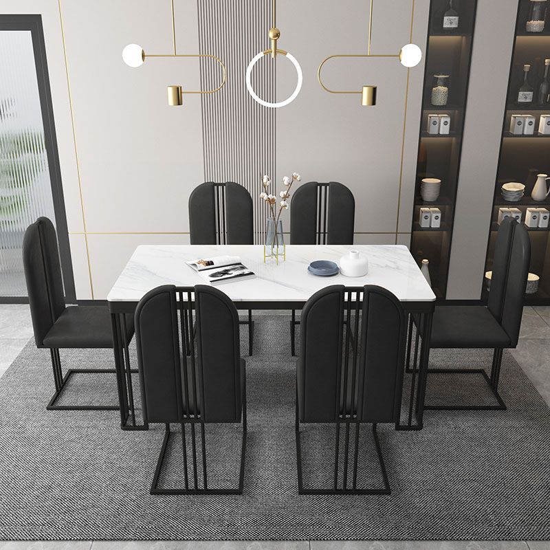 Modern 1/2/6/7 Pieces Dinette Set with White Sintered Stone Top Rectangle Dining Table Set Clearhalo 'Dining Room Sets' 'Dining Tables & Seating' 'dining_room_set' 'furn' 'furn_dining_room_set' 'Furniture' 'furniture_dining_room_set' 'Kitchen & Dining Furniture' 1200x1200_9410ed39-42af-4fb5-a14a-a76ee0f4e852