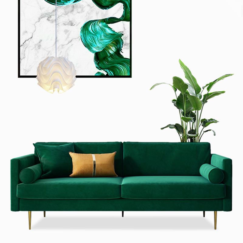 Velvet 2/3-Seat Mid-Century Modern 31.5" Wide Square Arm Sofa Clearhalo 'furn' 'furn_sofas' 'Furniture' 'furniture_sofas' 'kitchen' 'kitchen_sofas' 'Living Room Furniture' 'Sofa' 'sofas' 1200x1200_94119ebe-c377-4399-bf39-2a26ad58f99f