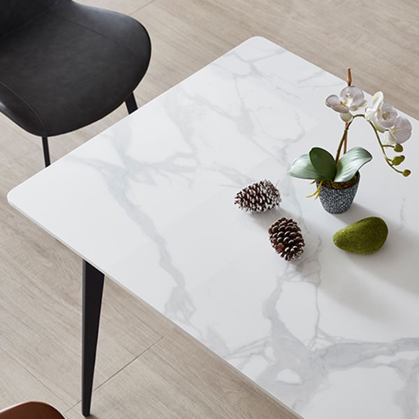 Industrial Sintered Stone 55" Wide Dining Table Rectangle Shape Table with 4 Legs Base Clearhalo ' dining_table' 'Dining Tables & Seating' 'Dining Tables' 'furn' 'furn_dining_table' 'Furniture' 'furniture_dining_table' 'Kitchen & Dining Furniture' 'kitchen&dining_furn' 'kitchen' 'kitchen_dining_table' 1200x1200_94129b17-e0d3-44a1-a848-2134ba753b54