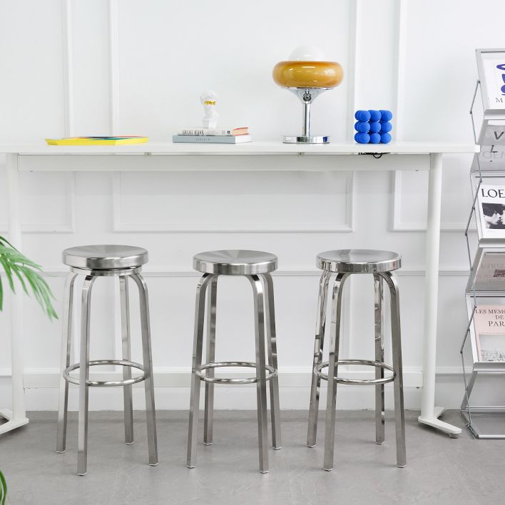 Glossy Backless Barstool Brushed Stainless Steel Industrial Indoor Tall Stool 1 Piece Clearhalo 'Bar Furniture' 'Bar Stools' 'bar_stools' 'furn' 'furn_bar_stools' 'furniture_bar_stools' 'Kitchen & Dining Furniture' 'kitchen&dining_furn' 'kitchen' 'kitchen_furn' Furniture' 1200x1200_9412dc61-591e-4143-84b8-e7b9bb8cdd10