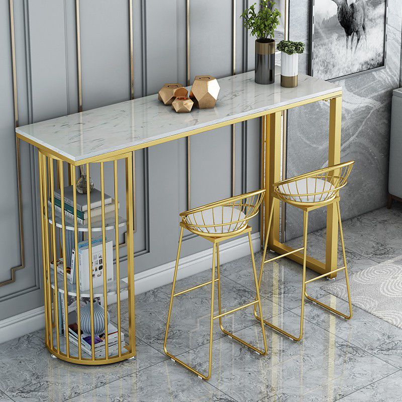 Glam Stone Bar Table Golden Base Storable Table for Living Room Clearhalo 'Bar Furniture' 'Bar Tables' 'bar_tables' 'furn' 'furn_bar_tables' 'Furniture' 'Kitchen & Dining Furniture' 1200x1200_94133eb6-2517-47fd-a552-753e615f0a89