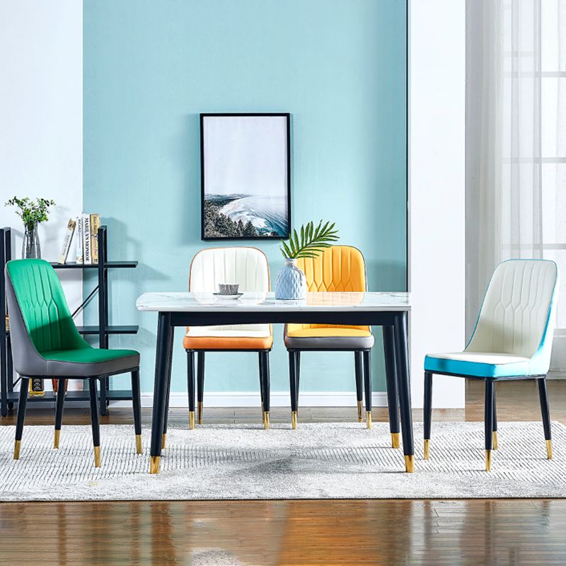 Metal Base Indoor Chair 18'' Wide Parsons Leather Chair for Restaurant Clearhalo ' kitchen&dining_furn' 'Dining Chairs' 'Dining Tables & Seating' 'dining_chair' 'furn' 'furn_dining_chair' 'Furniture' 'furniture_dining_chair' 'Kitchen & Dining Furniture' 'kitchen' 1200x1200_94137261-df0d-420b-8fb2-073a07359134