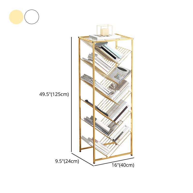 Metal Vertical Geometric Bookcase Contemporary Style Closed Back Shelf Clearhalo 'Bookcases' 'furn' 'furn_bookcases' 'Furniture' 'Office Furniture' 1200x1200_94148637-c877-4ecd-9f2c-2c2ae863a686