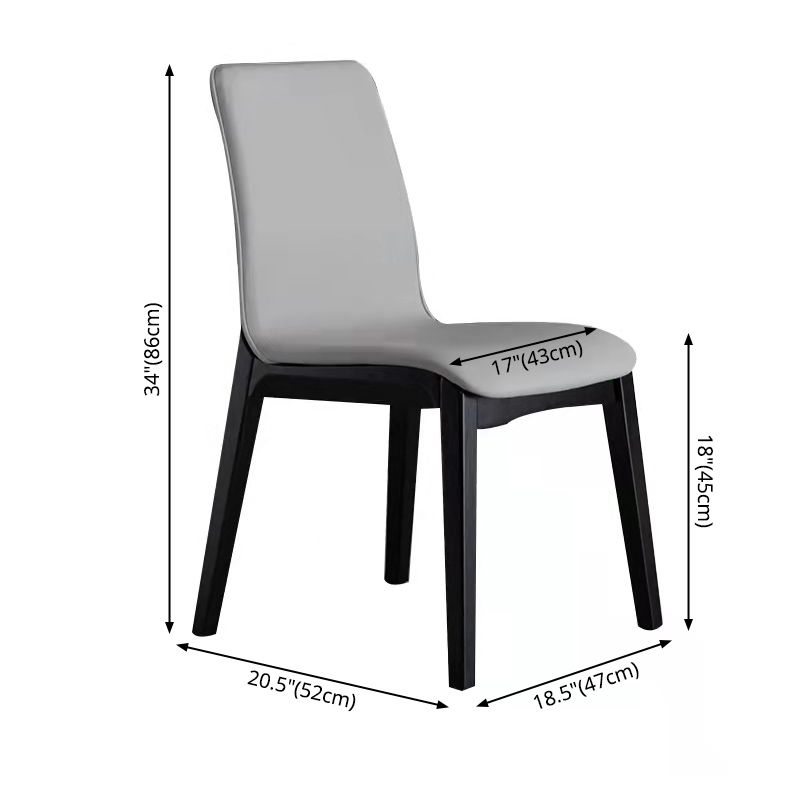 Industrial Rubberwood Solid Back Side Chair Matte Finish Leather Dining Chair with Black Legs Clearhalo ' kitchen&dining_furn' 'Dining Chairs' 'Dining Tables & Seating' 'dining_chair' 'furn' 'furn_dining_chair' 'Furniture' 'furniture_dining_chair' 'Kitchen & Dining Furniture' 'kitchen' 1200x1200_9416cb54-45db-4c90-8169-b96c53f30e9e
