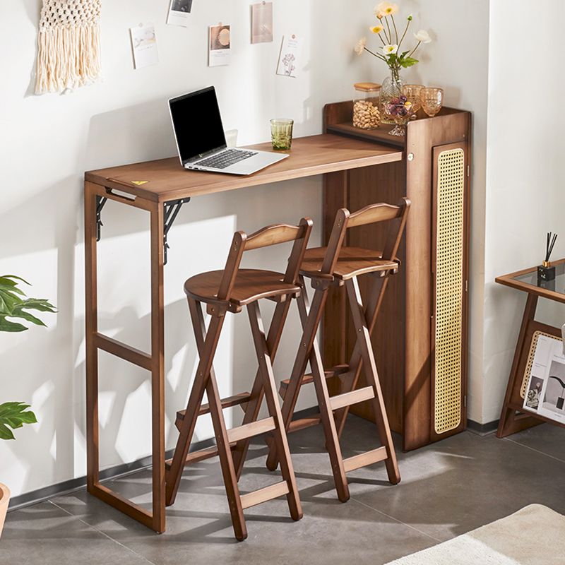 1/3 Pieces Modern Rectangle Wooden Pub Table with High Stools