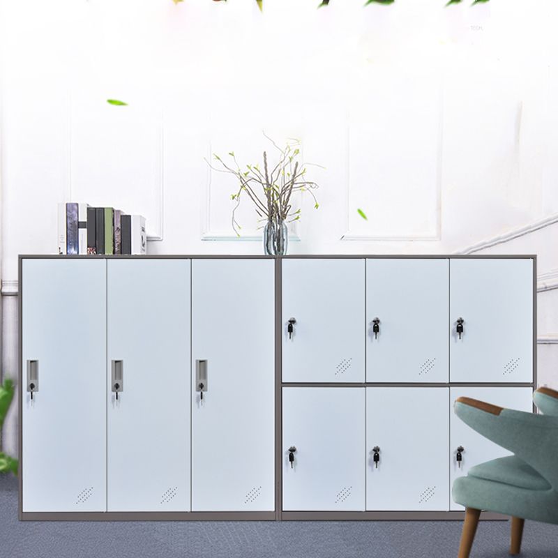 Armoire contemporaine non conservatrice avec portes à charnière armoire de rangement en métal blanc et marron