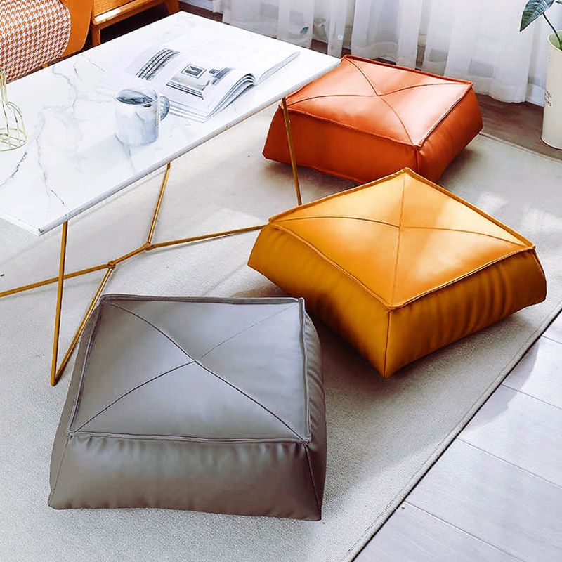 Modern Pouf Ottoman Leather Upholstered Solid Color Tear Resistant Square Ottoman Clearhalo 'furn' 'furn_ottomans_poufs' 'Furniture' 'Living Room Furniture' 'Ottomans & Poufs' 'ottomans_poufs' 1200x1200_941aab88-b7b6-4a5f-bb59-3ad70896cf03