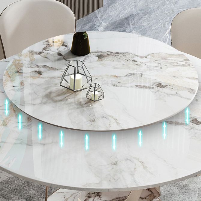 Modern Sintered Stone Dining¬†Room¬†Set with Round Table and Metal Base Dining Table Furniture Clearhalo 'Dining Room Sets' 'Dining Tables & Seating' 'dining_room_set' 'furn' 'furn_dining_room_set' 'Furniture' 'furniture_dining_room_set' 'Kitchen & Dining Furniture' 'kitchen&dining_furn' 'kitchen' 1200x1200_941b0e25-308e-41e4-abd6-298b6b83b302