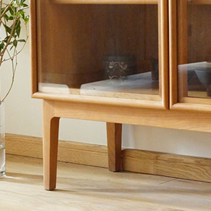 Modern 2 Door Dining Server 43.5"H Pine Solid Wood Sideboard with Glass Door Clearhalo 'buffet_sideboard' 'Buffets & Sideboards' 'furn' 'furn_buffet_sideboard' 'Furniture' 'Kitchen & Dining Furniture' 1200x1200_941c0a1f-ac95-4ce6-8fd5-38212a1341a7