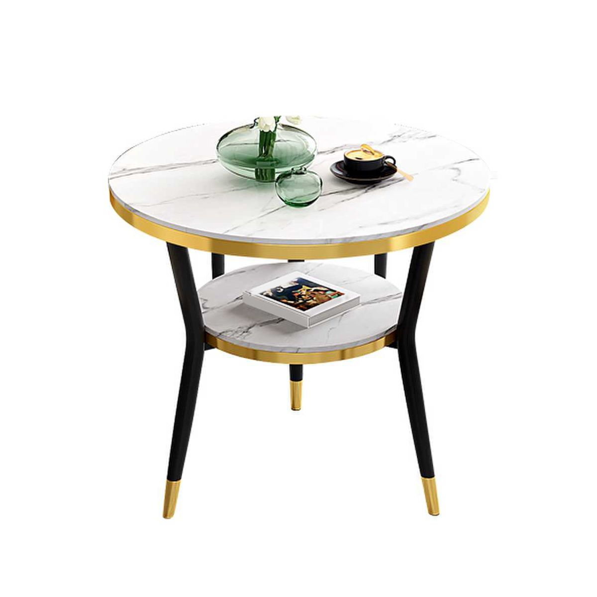 Glossy White Stone Dining Table Set 1/2/4 Pcs Glam Dinette Set with Leather Chairs