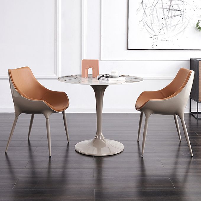 Round Shape Tulip Base Table Luxury White Tone Fixed Table with Sintered Stone Clearhalo ' dining_table' 'Dining Tables & Seating' 'Dining Tables' 'furn' 'furn_dining_table' 'Furniture' 'furniture_dining_table' 'Kitchen & Dining Furniture' 'kitchen&dining_furn' 'kitchen' 'kitchen_dining_table' 1200x1200_941cecd4-8937-4f04-b218-0d9aab3ce868