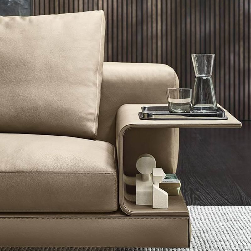 Zeitgenössisches echtes Ledersofa quadratischer Arm lose Rückensofa mit Tisch