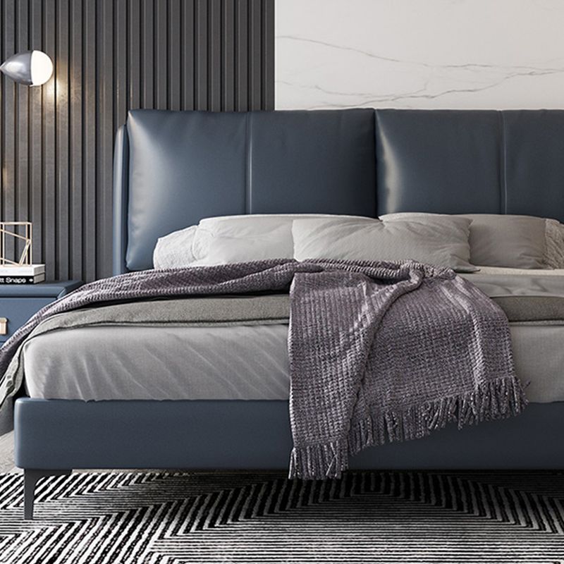 Letto moderno vera pannello in pelle pino legno letto rettangolare imbottito