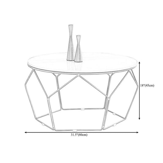 White Marble Frame 1 Coffee Table Modern Round Table for Living Room Clearhalo 'Coffee & Accent Tables' 'Coffee Tables' 'coffee_tables' 'furn' 'furn_coffee_tables' 'Furniture' 'furniture_coffee_tables' 'Living Room Furniture' 1200x1200_941f7ffd-ff35-43df-8057-c9396fd41b74
