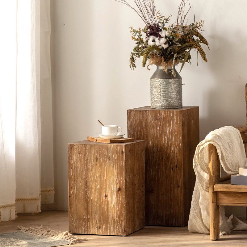 Mesa cuadrada de mesa de madera de campo francés, de 11.8 pulgadas de ancho