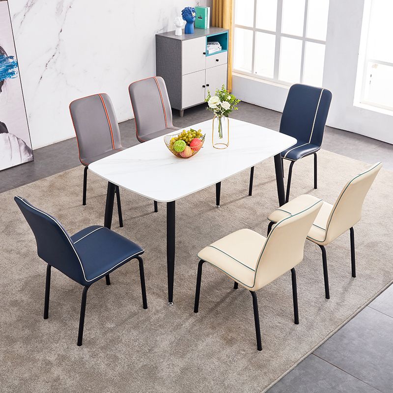 Contemporary Metal Dining Side Chair Dining Room Solid Back Armless Chair Clearhalo ' kitchen&dining_furn' 'Dining Chairs' 'Dining Tables & Seating' 'dining_chair' 'furn' 'furn_dining_chair' 'Furniture' 'furniture_dining_chair' 'Kitchen & Dining Furniture' 'kitchen' 1200x1200_9422ba66-806b-4a74-99d1-6121f8aa4a1b