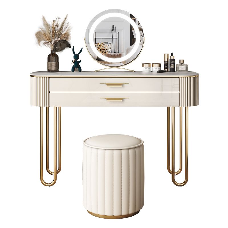 BEIGE Vanity, set di vanità in metallo alto 30 "con 2 cassetti