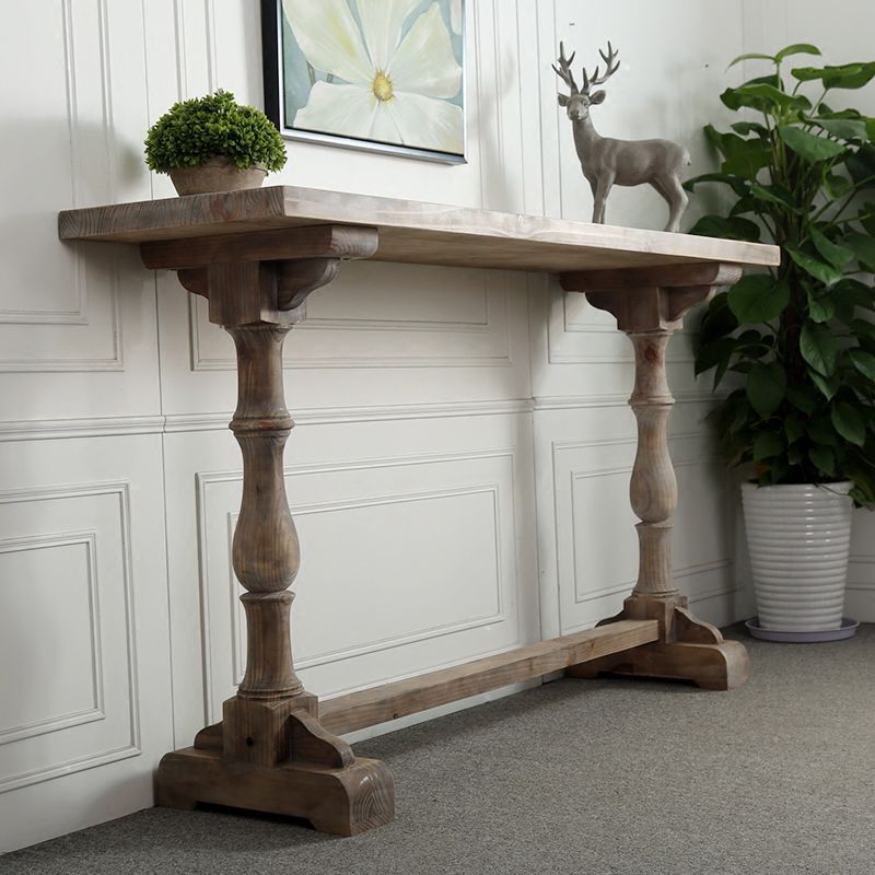 Light Brown Industrial Style Bar Table Solid Wood Milk Tea Shop Casual Bar Table Clearhalo 'Bar Furniture' 'Bar Tables' 'bar_tables' 'furn' 'furn_bar_tables' 'Furniture' 'furniture_bar_tables' 'Kitchen & Dining Furniture' 1200x1200_9426e731-009e-4a51-98f1-38654fb3f808