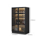 Black Floor Wine Rack Wooden Wine Bottle Rack for Living Room, without Lights