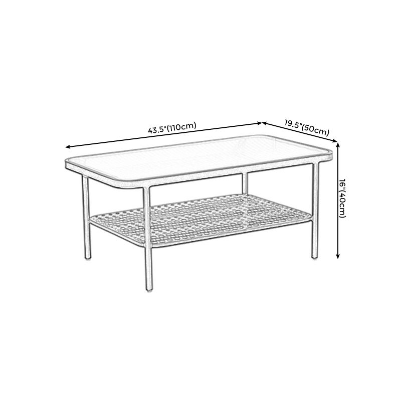 Four Legs Glass Coffee Table Shelf Included Geometric Single Cocktail Table Clearhalo 'Coffee & Accent Tables' 'Coffee Tables' 'coffee_tables' 'furn' 'furn_coffee_tables' 'Furniture' 'Living Room Furniture' 1200x1200_9427ffd5-28e2-43bd-87fc-cbd020158fc6