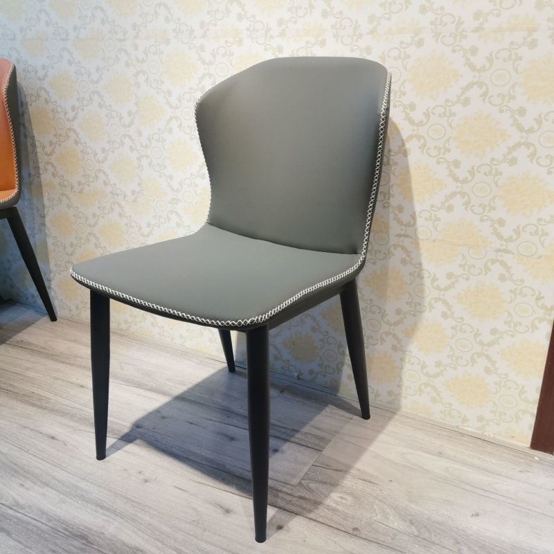 Silla de comedor de cuero falso silla lateral de estilo industrial