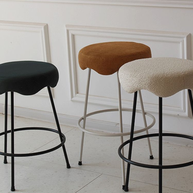 Modern Armless Backless Counter Stool Iron Cafe Bar Stool with Flannel Cushion and Pedal Clearhalo 'Bar Furniture' 'Bar Stools' 'bar_stools' 'furn' 'furn_bar_stools' 'Furniture' 'furniture_bar_stools' 'Kitchen & Dining Furniture' 1200x1200_9428ecd3-2c72-499b-8377-9a570cee61c3