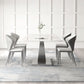 White Dining Table Set with Silver Metal Base 1/3/4/5/8 Pieces Glam Dinette Set for Home