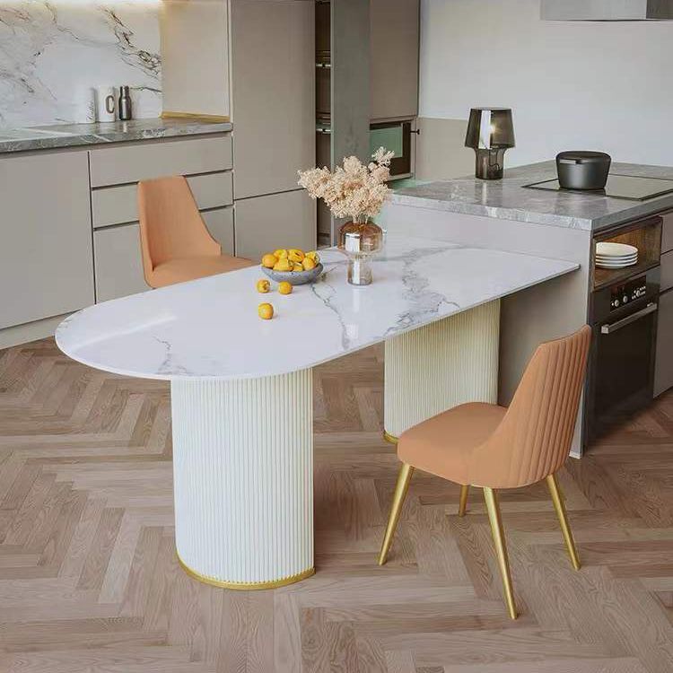 Traditional Luxury Dining Table White Sintered Stone Dining Table for Kitchen Clearhalo 'Dining Tables & Seating' 'Dining Tables' 'dining_table' 'furn' 'furn_dining_table' 'Furniture' 'furniture_dining_table' 'Kitchen & Dining Furniture' 'kitchen' 'kitchen_dining_table' 1200x1200_942a777e-5aaa-4ba2-a2fe-53d133dd8c48
