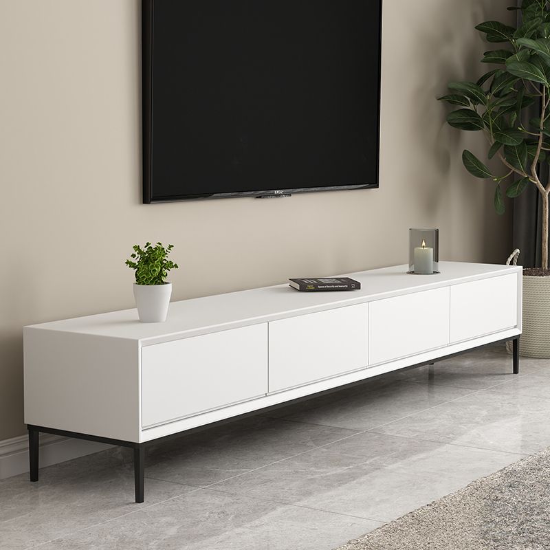 16,5 "H Console TV, bois d'ingénierie 3/4 tiroirs TV Stand en blanc