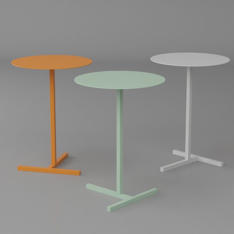 Mid-Century Round Metal End Table Dia 15.75" Pedestal Side Table