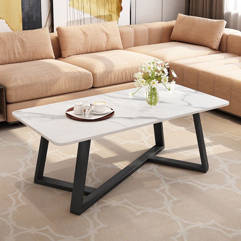 Slate Rectangle Coffee Table Cross Legs Single Table for Living Room Clearhalo 'Coffee & Accent Tables' 'Coffee Tables' 'coffee_tables' 'furn' 'furn_coffee_tables' 'Furniture' 'Living Room Furniture' 1200x1200_942b9d12-52a9-4446-b0a8-2c9b7333966d