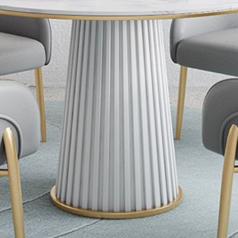 Glam Stone Dining Table Round Iron Table with Pedestal Casual Base Clearhalo 'Dining Tables & Seating' 'Dining Tables' 'dining_table' 'furn' 'furn_dining_table' 'Furniture' 'furniture_dining_table' 'Kitchen & Dining Furniture' 'kitchen' 'kitchen_dining_table' 1200x1200_942babcd-2740-4df6-9787-06b70d14e58f
