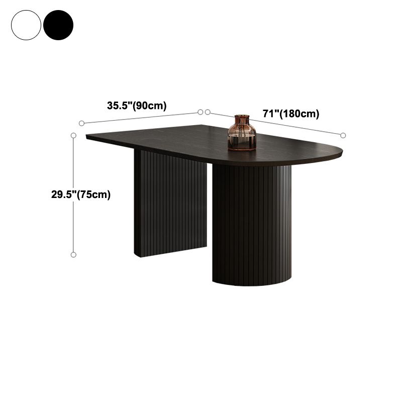 Rubberwood Solid Wood Base Table Contemporary Dining Table in White and Black Clearhalo 'Dining Tables & Seating' 'Dining Tables' 'dining_table' 'furn' 'furn_dining_table' 'Furniture' 'furniture_dining_table' 'Kitchen & Dining Furniture' 'kitchen' 'kitchen_dining_table' 1200x1200_942bf0c8-9e5a-4304-9428-8033a01d19cb