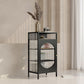 Industrial Curio Cabinet Metal Glass Doors Display Cabinet for Bedroom