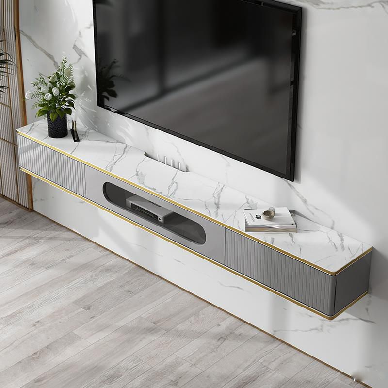 Console de meuble TV mural Console multimédia TV en bois avec 2 tiroirs