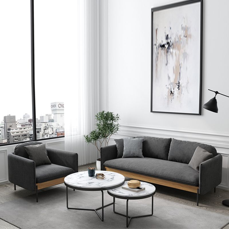 31,5 "h divano a braccio quadrato di biancheria solida contemporanea per soggiorno