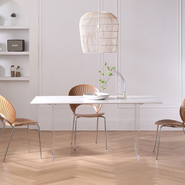 Industrial Dining Room Table Rectangle Stone Dinette Table in White Clearhalo 'Dining Tables & Seating' 'Dining Tables' 'dining_table' 'furn' 'furn_dining_table' 'Furniture' 'Kitchen & Dining Furniture' 1200x1200_942ee069-85b8-466d-998b-ee85059a5f4a