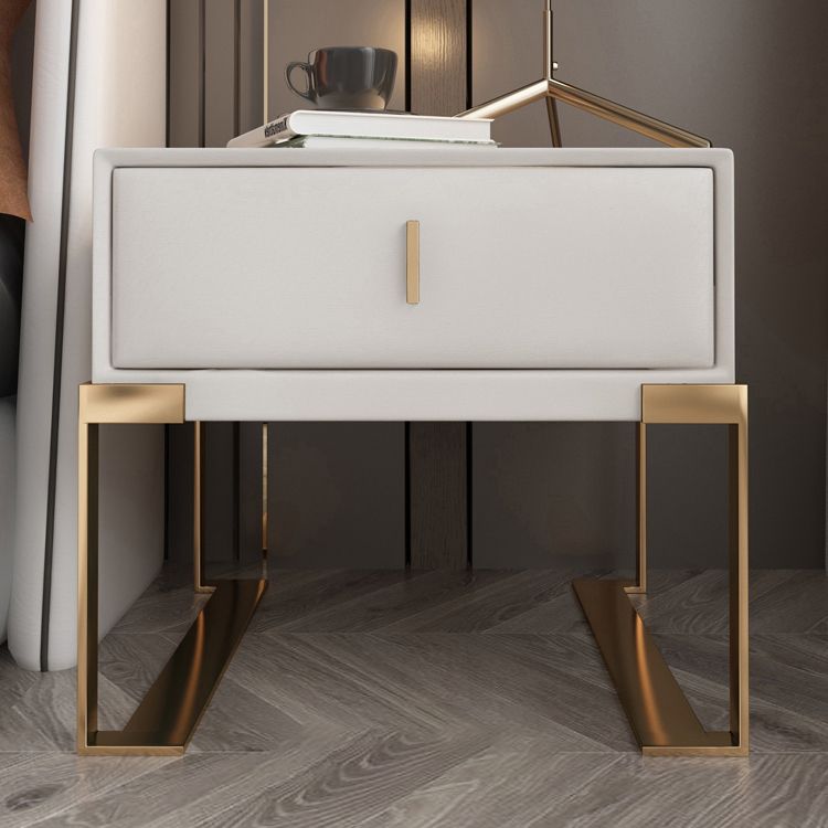 Faux Leder-Nachttisch 1-Zauberer 21 Zoll hohe moderne Beine inklusive Nachttisch enthalten