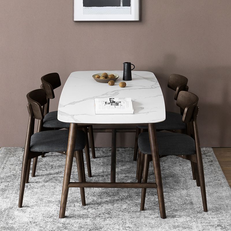 Tavolo da pranzo rettangolo bianco top-secolo moderno tavolo da base di cavalletto in stile moderno