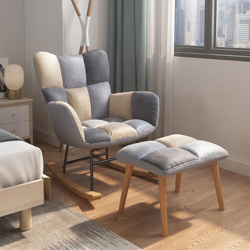 Modern Rocker Chair Upholstered Dark Legs Glider Button-Tufted Clearhalo 'Chairs & Seating' 'furn' 'furn_rocking_chairs' 'Furniture' 'Living Room Furniture' 'Rocking Chairs' 'rocking_chairs' 1200x1200_9432e1a7-d23c-4abf-bac5-8d9a697e2081