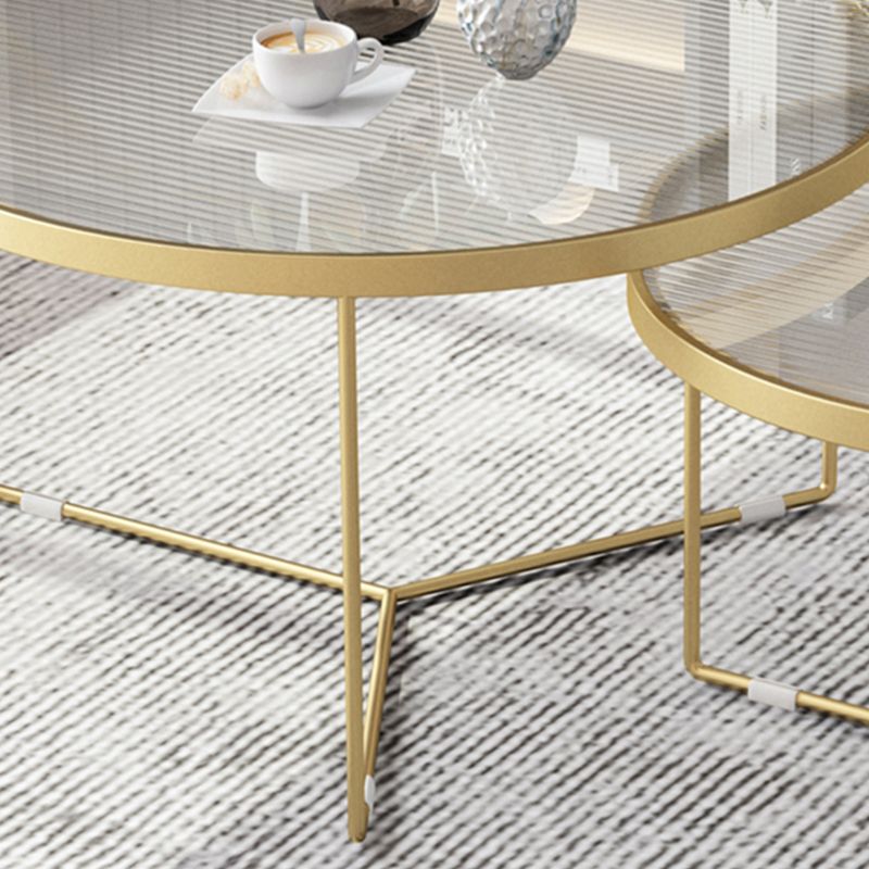 Pedestal Base Iron Coffee Table Included Round 2 Nesting Cocktail Table in Clear Clearhalo 'Coffee & Accent Tables' 'Coffee Tables' 'coffee_tables' 'furn' 'furn_coffee_tables' 'Furniture' 'furniture_coffee_tables' 'Living Room Furniture' 1200x1200_9434726a-3b7a-4f76-80a7-d6841520bdf1