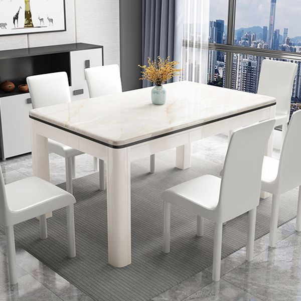 Mid-Century Home Marble Dining Table Rectangle Shape Table with 4 Legs Base Clearhalo ' dining_table' 'Dining Tables & Seating' 'Dining Tables' 'furn' 'furn_dining_table' 'Furniture' 'furniture_dining_table' 'Kitchen & Dining Furniture' 'kitchen&dining_furn' 'kitchen' 'kitchen_dining_table' 1200x1200_9438a45b-0377-4339-a2b6-ee0ff23054f5