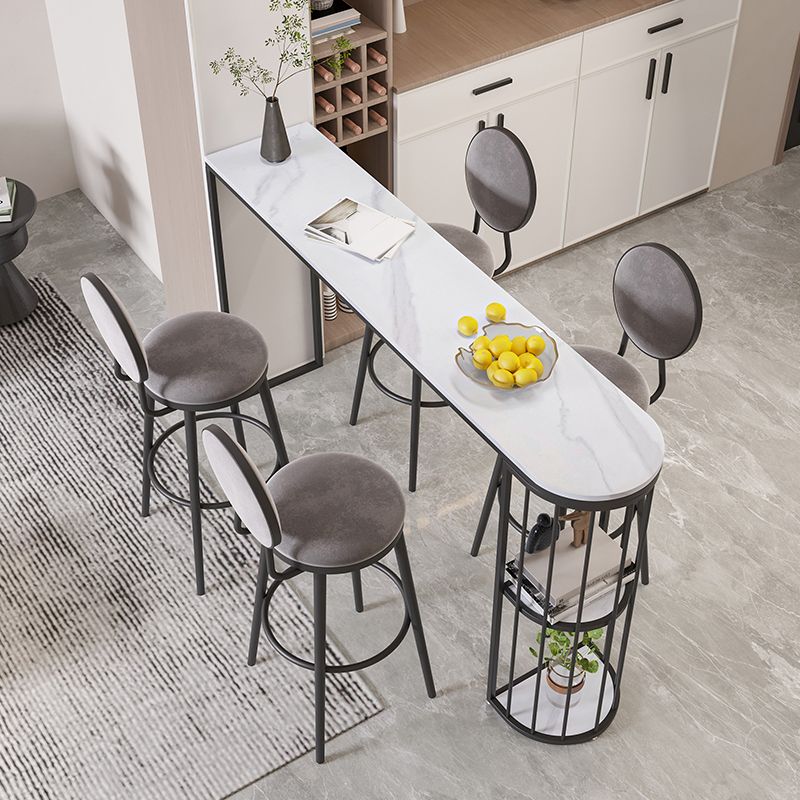 Modern Bar Dining Table Indoor Bar Height Table with Shelves 42-Inch Top in Black Clearhalo 'Bar Furniture' 'Bar Tables' 'bar_tables' 'furn' 'furn_bar_tables' 'Furniture' 'furniture_bar_tables' 'Kitchen & Dining Furniture' 'kitchen&dining_furn' 'kitchen' 1200x1200_9438b169-4dd2-4c15-93ea-15c5f3fe1a70