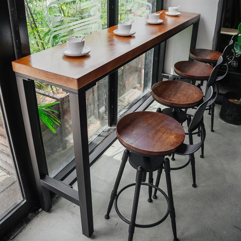 Coffee Shop Hall/Pub Table Industrial Rectangle Footrest Bar Height Table in Natural Clearhalo 'Bar Furniture' 'Bar Tables' 'bar_tables' 'furn' 'furn_bar_tables' 'Furniture' 'Kitchen & Dining Furniture' 1200x1200_94395a65-e706-4be4-88c8-65b5745d2f02